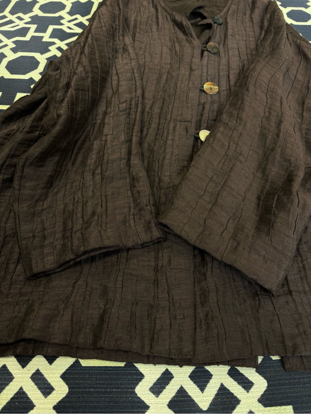 Eskandar Button Front Oversized Linen Shirt - Picture 9 of 14